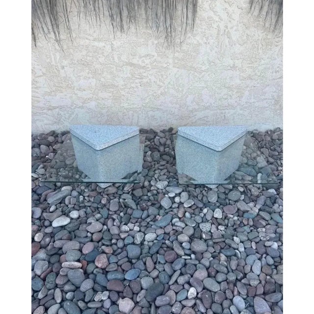 ( Set of 3 ) Postmodern Laminate Triangular Pedestal Living Room Tables For Sale In Phoenix - Image 6 of 7