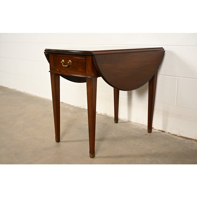 Ethan Allen Georgian Cherry Wood Drop Leaf Pembroke Side Table, Circa 1970s For Sale - Image 16 of 16