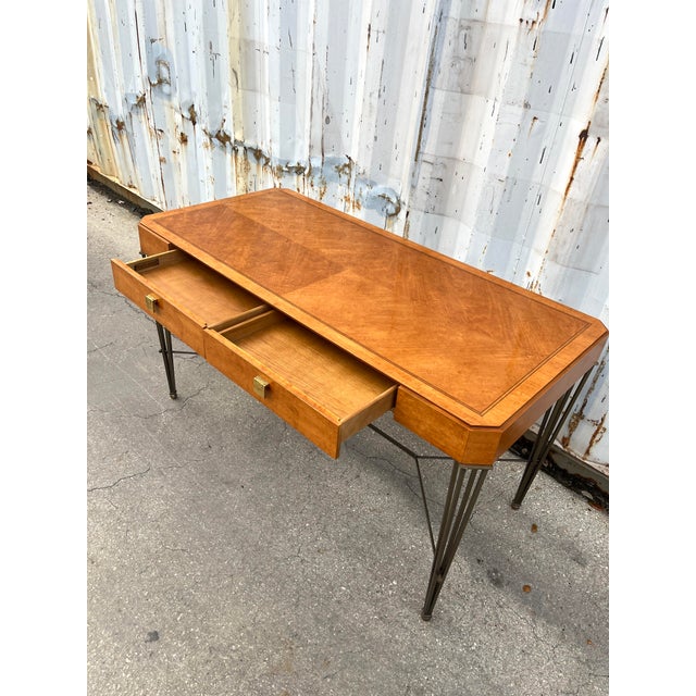 Wood Vintage Late 20th Century Inlaid Writing Desk by Hickory & White Furniture. For Sale - Image 7 of 18