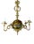 Unique brass 4 arm chandelier with interesting multi-color stone decoration. Etched banding throughout the center with...