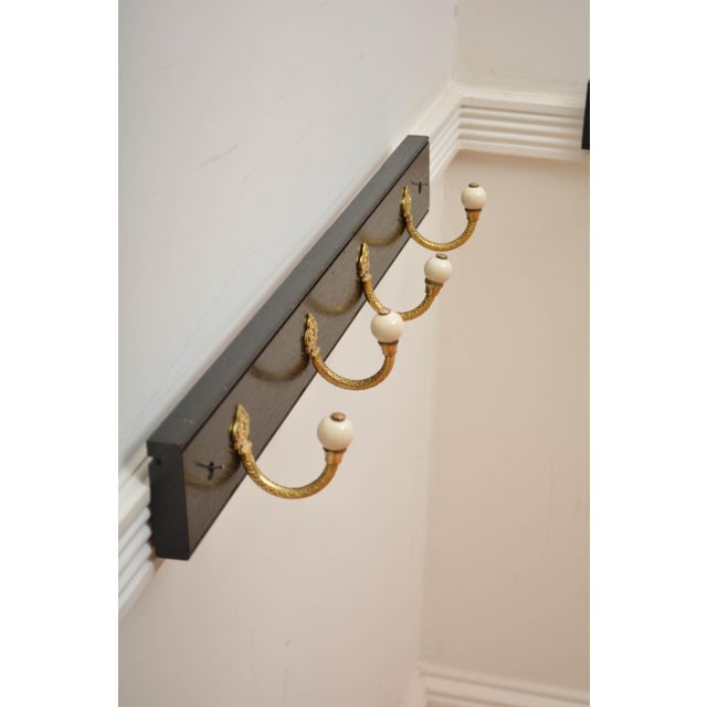 Ebonised Brass and Ceramic Coat Hooks, 1880, Set of 2 For Sale - Image 10 of 18