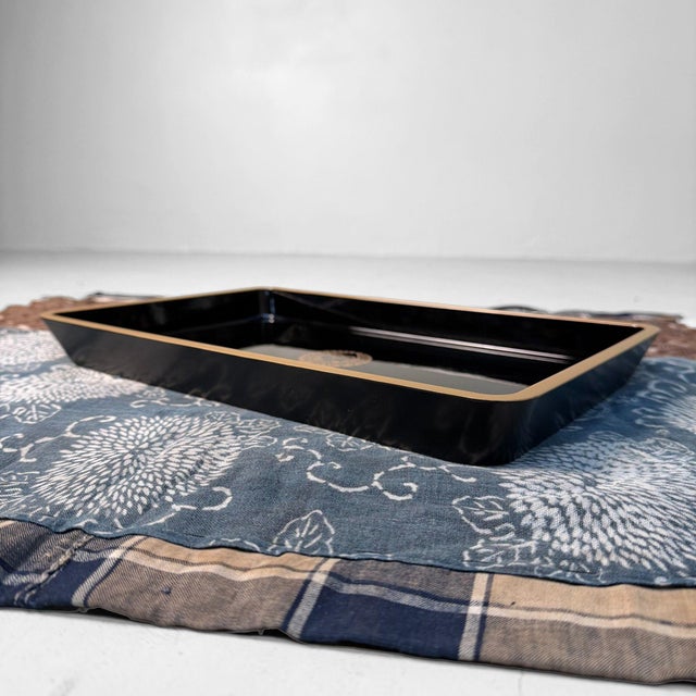 Black Japanese Lacquer Tray with Fuji-Mon, 1970s For Sale - Image 8 of 13