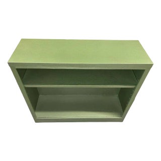 Mid-Century Enamel Green Steel Tanker Vinyl Record Bookcase Console For Sale