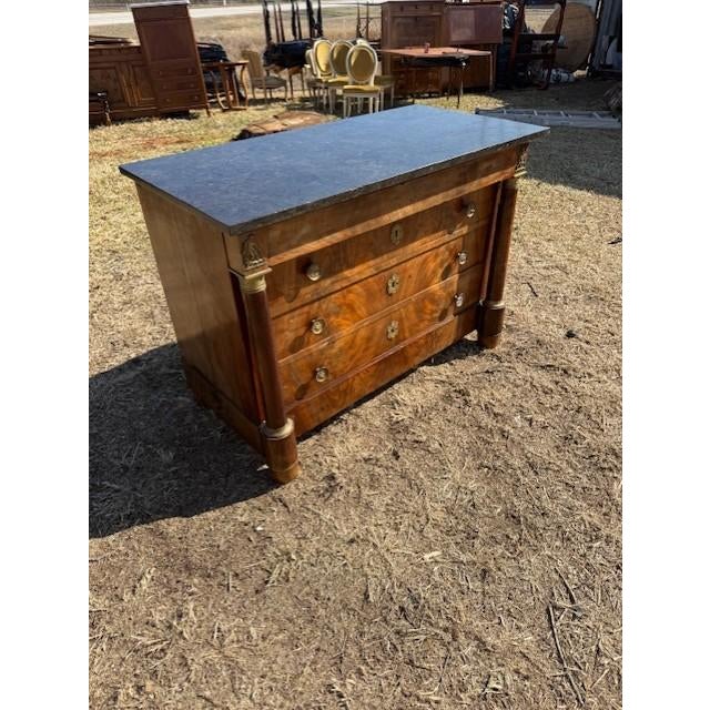French Country 19th Century Empire Marble Top Chest of Drawer / Commodes For Sale - Image 3 of 18