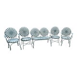 1930s Francois Carre Sunburst Chairs With Bench For Sale