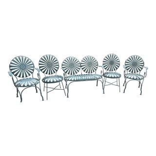 1930s Francois Carre Sunburst Chairs With Bench For Sale