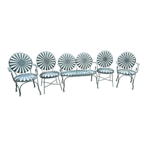 1930s Francois Carre Sunburst Chairs With Bench