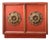 Vintage Lane Red Cabinet With Ornate Medallions For Sale