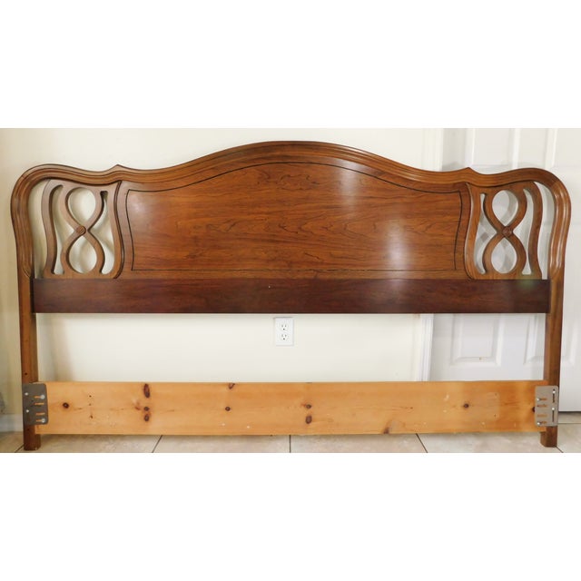 Vintage Mid Century Drexel Furniture Ornate King Size Wood Headboard