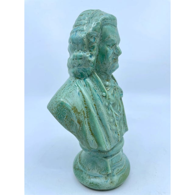 Traditional Late 20th Century Vintage Green Glazed Bust Statue For Sale - Image 3 of 11