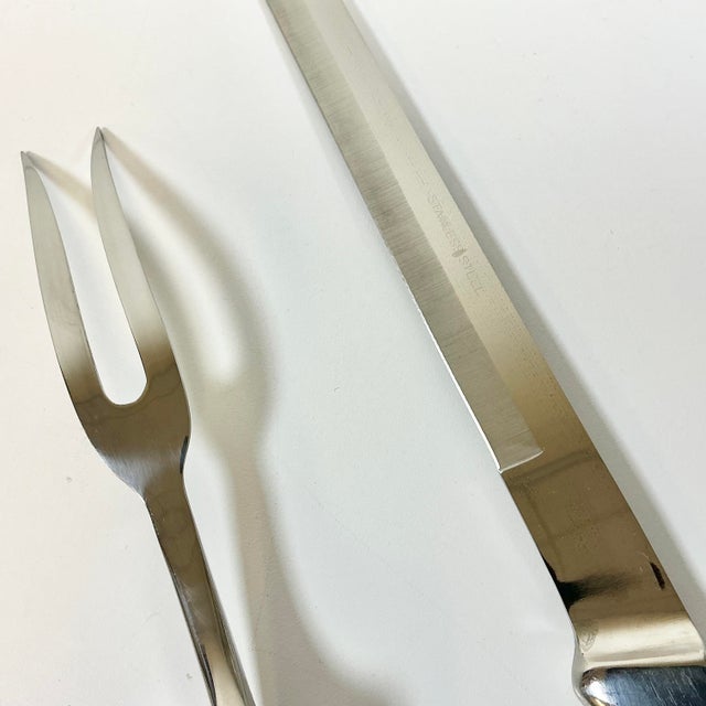 Metal Mid-Century Art Deco Contemporary Chrome Sleek Stainless Steel Cutlery Set - 3 Pieces. For Sale - Image 7 of 9