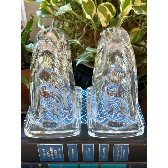 Glass 1950s Federal Glass Horse Head Equestrian Bookends - A Pair For Sale - Image 7 of 11