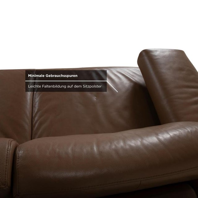 Model 24/7 Corner Sofa and Ottoman in Brown Leather, Wood and Chrome from Joop, Set of 2 For Sale - Image 16 of 18