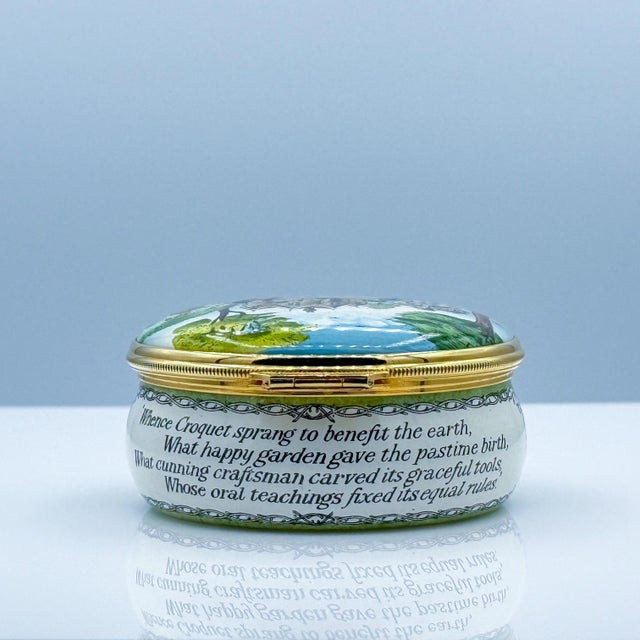 Halcyon Days Victorian Croquet Countryside Scene Porcelain Trinket Box For Sale - Image 4 of 7