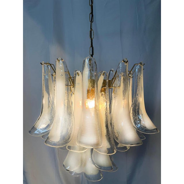 White Petal Chandelier in Murano Glass, 1990s For Sale - Image 3 of 18