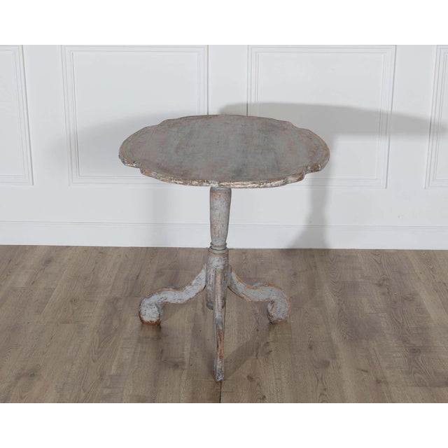 Gray 18th Century Swedish Rococo Tilt-Top Table with Original Black Back For Sale - Image 8 of 8
