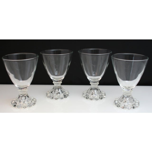 Art Deco Mid Century Anchor Hocking Footed Berwick Boopie Small Clear Glasses- Set of 4 For Sale - Image 3 of 10