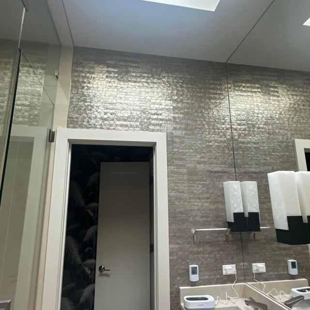 Traditional Maya Romanoff Flexi Mother of Pearl Gunmetal Pearl Wallpaper MPS-24, Set of 6 Tiles For Sale - Image 3 of 4