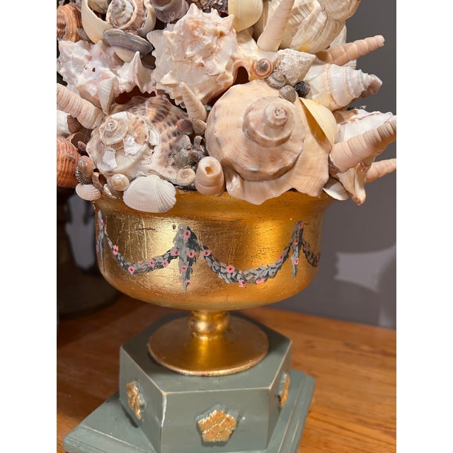 Vintage Italian Large Grotto Style Seashell & Rock Crystal Topiary on the Gilt Stand For Sale - Image 11 of 11