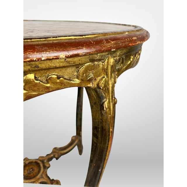 19th Century French Marble Top Table Carved Stretcher Base Antique 19th Century For Sale - Image 10 of 12