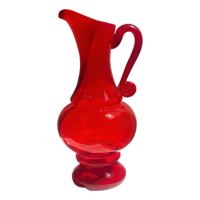 Polish Ruby Red Glass Carafe by Ludwik Fiedorowicz, 1970s For Sale