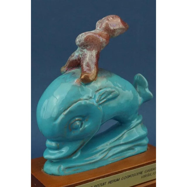 20th Century Futurist Ceramic Sculpture of Cherub on Dolphin by Riccardo Gatti, Italy For Sale - Image 13 of 18