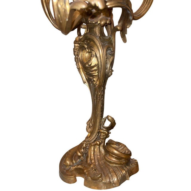 Metal Early 19th Century Pair of Gilt Bronze Candelabras in the Manner of Henry Dasson For Sale - Image 7 of 8