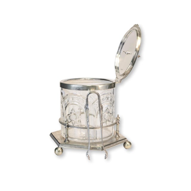 1920s English Crystal Ice Bucket w/Tongs For Sale - Image 4 of 7