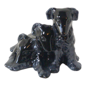 1940s Royal Haeger "Bunch O' Collie Pups" Figurine in Ebony Glaze