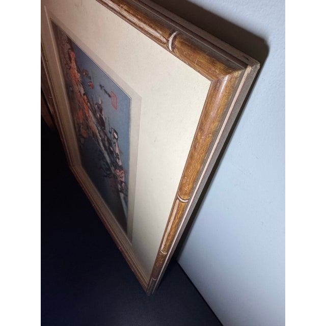 Cornflower Blue 1950s Artisan-Signed Hiroshige Woodblock: "Maple Trees at Tsūten Bridge" | Showa Master Edition For Sale - Image 8 of 9