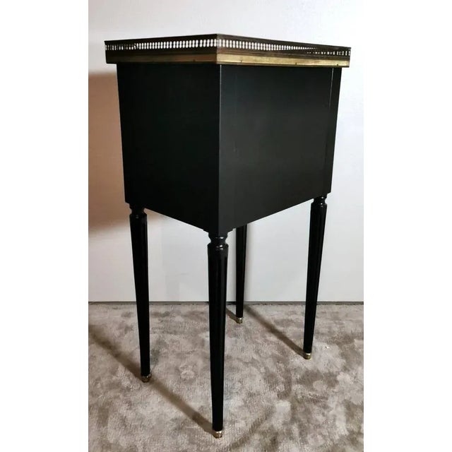 French Napoleon III Style Nightstand Black Wood and Carrara Marble, 1880s For Sale - Image 6 of 13