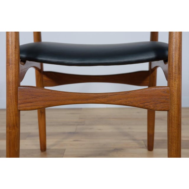 Black Mid-Century Danish Teak & Leather Armchair, 1960s For Sale - Image 8 of 17