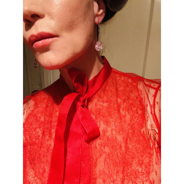 Modern Late 20th Century Diamond-Esque Pear Dangle Drop Earrings, Pair For Sale - Image 3 of 12