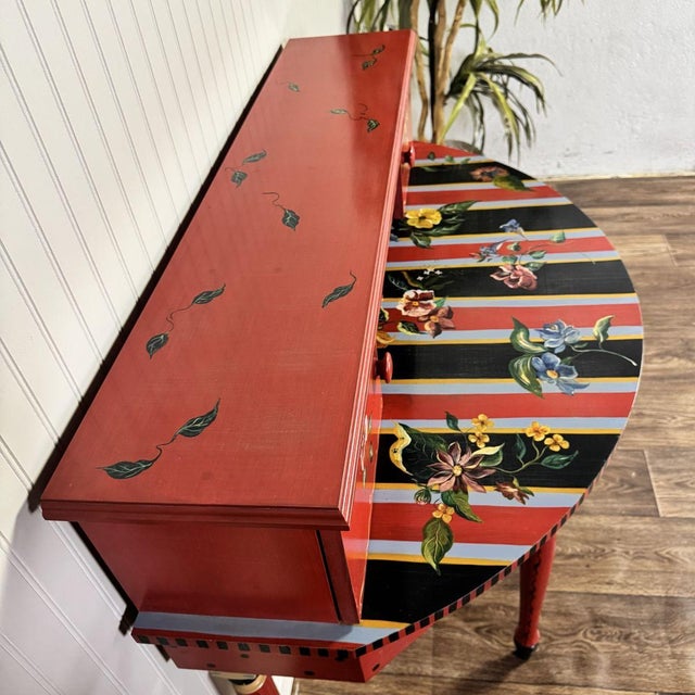 Vintage 1990s Hand-Painted Stonehouse Farm Goods Demilune Desk or Console For Sale - Image 9 of 15