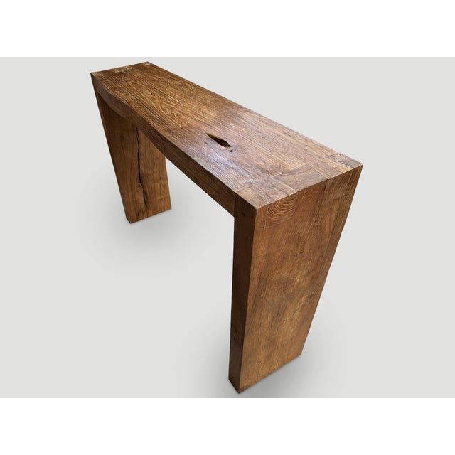 2010s Andrianna Shamaris Minimalist Reclaimed Teak Wood Console Table For Sale - Image 5 of 6