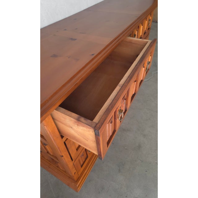 Brown Large Scale Rustic Spanish Pine 6-Drawer Dresser For Sale - Image 8 of 9