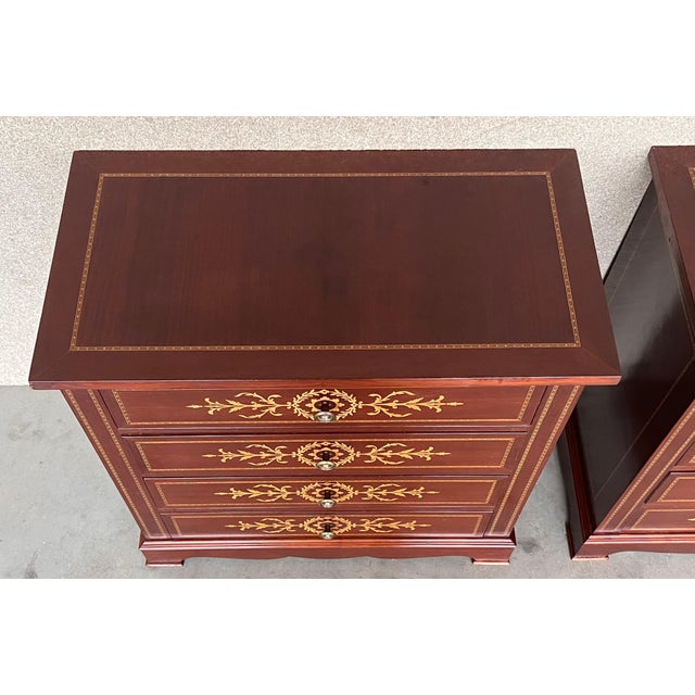 Late 19th Century Pair of Catalan, Spanish Nightstands with Drawers & Low Open Shelf For Sale In Miami - Image 6 of 18