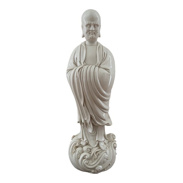 Large 19” Vintage Blanc De Chine Porcelain Bodhidharma Damo Statue For Sale