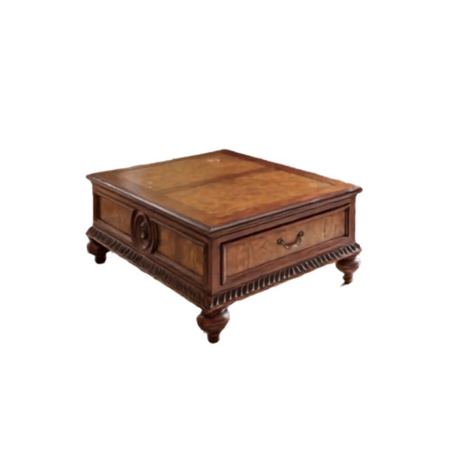 Brown Vintage Ethan Allen Townhouse Collection Morley Mahogany & Burl Coffee Table For Sale - Image 8 of 9