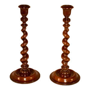 Fine Pair of 19th Century of Barley Twist Candlesticks