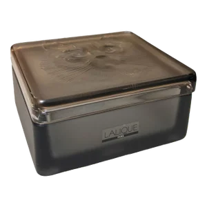 Art Deco Style Lalique French Crystal Cat Box