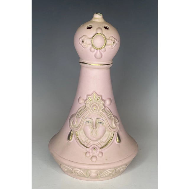 Rare Antique Schafer & Vater Pink Bisque Porcelain Figural Lady Hatpin Holder For Sale - Image 9 of 12