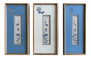 Mid 19th Century Framed Antique Chinese Textiles Qing Dynasty Provenance - Set of 3