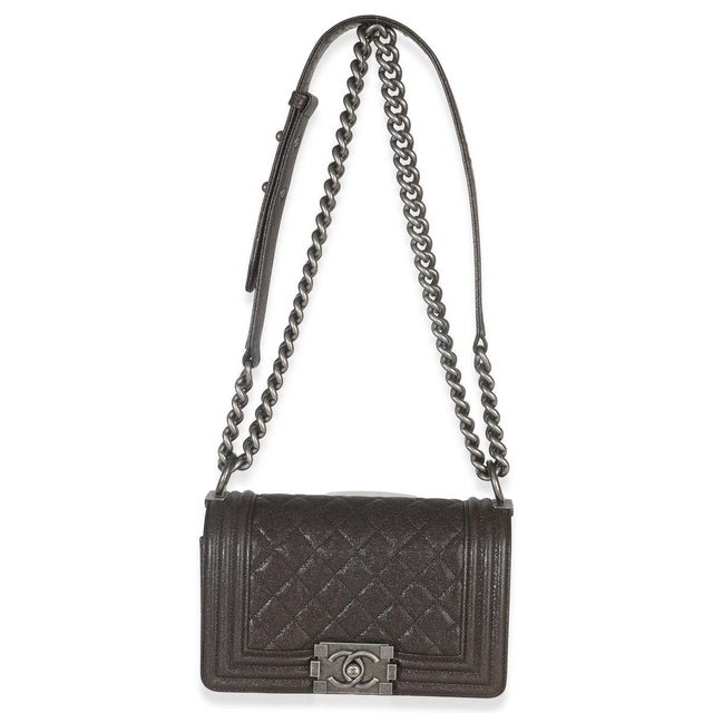 Brown Brown Quilted Caviar Small Boy Handbag For Sale - Image 8 of 9