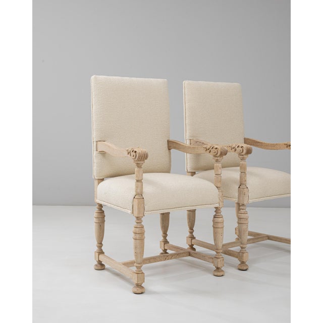 1900s French Oak Armchairs With Upholstered Cushions - A Pair For Sale - Image 13 of 18