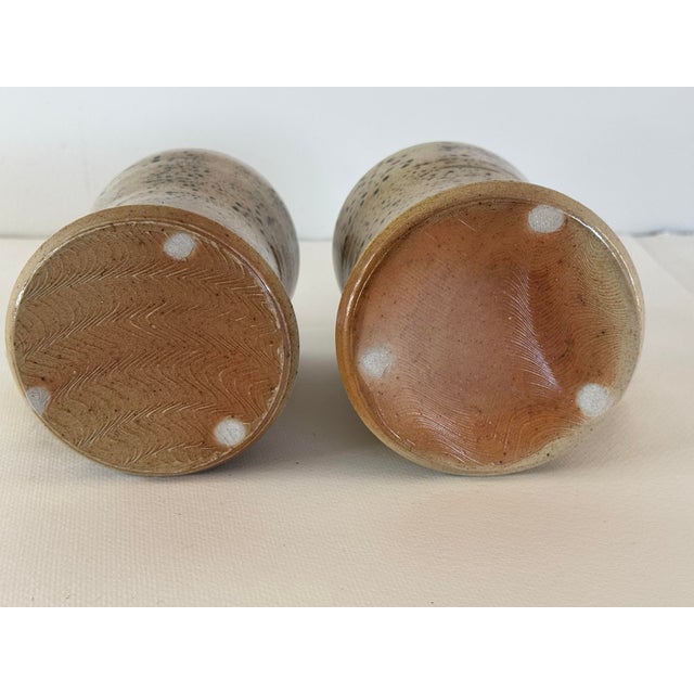 1990s Art Studio Pottery Brown Speckled Handled Mugs, a Pair For Sale In Boston - Image 6 of 7