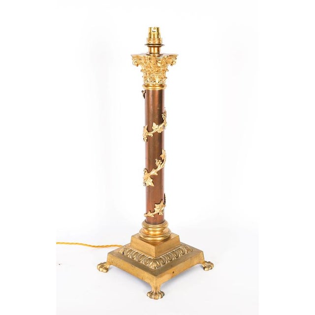 Antique 19th Century Victorian Corinthian Column Ormolu Table Lamp For Sale - Image 10 of 11