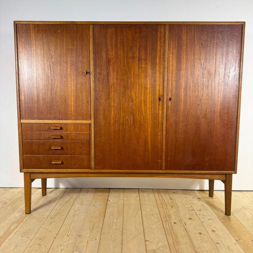 Tall Mid-Century Modern Scandinavian Teak Sideboard, 1960s For Sale - Image 3 of 12