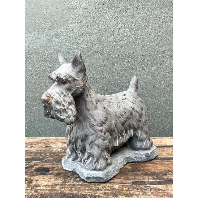 Mid-Century Modern Vintage Cast Cement Scottish Terrier For Sale - Image 3 of 13
