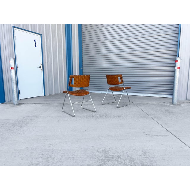 1970s Mid Century Chrome and Leather Dining Chairs by Chromecraft For Sale - Image 11 of 13